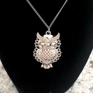 Silver Owl Pendant 32” Necklace